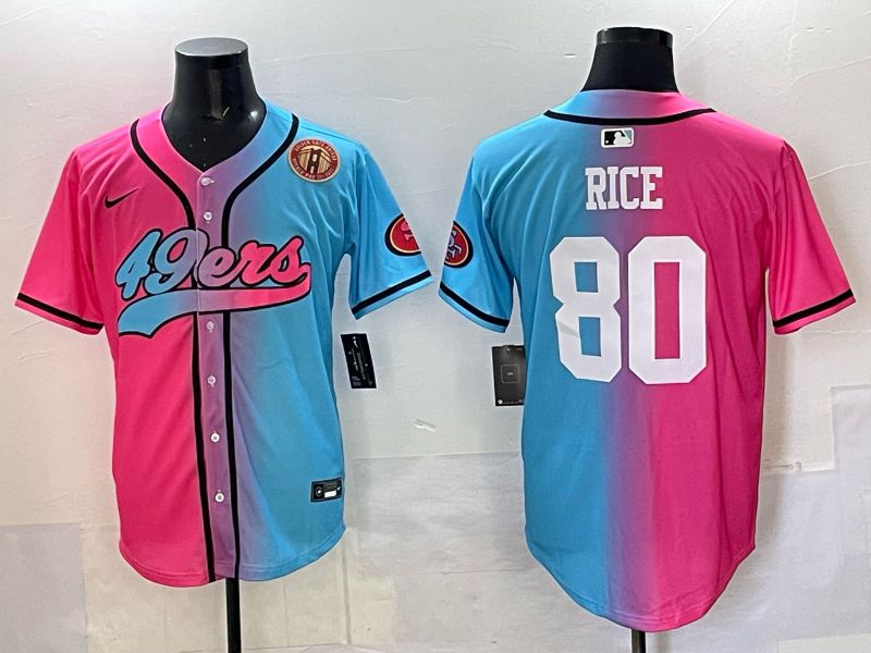 Men 2025 San Francisco 49ers #80 Rice Pink Blue Nike Limited NFL Jersey 010->toronto blue jays->MLB Jersey